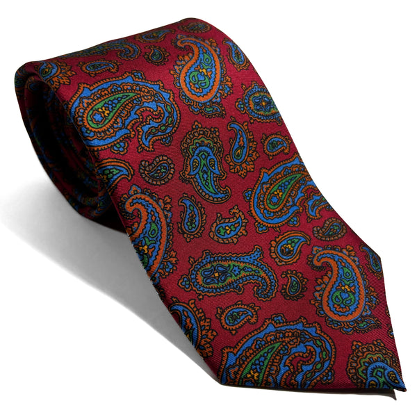 Red Paisley Printed Silk Tie