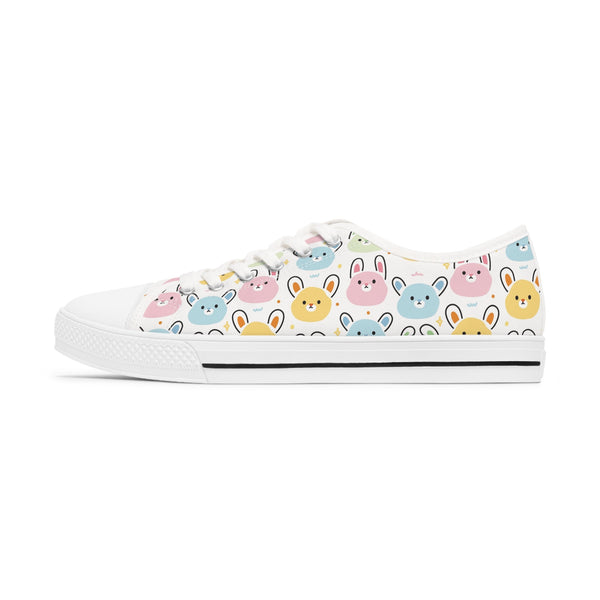 Cute Rabbit Face Women's Low Top Sneakers