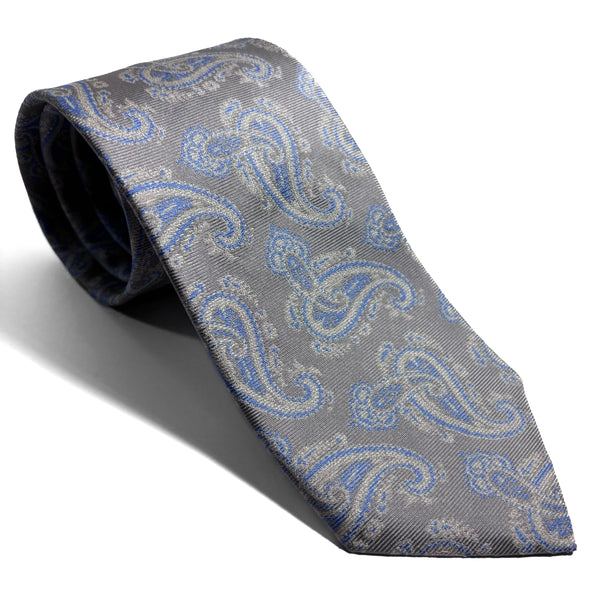 Light Gray Paisley Jacquard Silk Tie