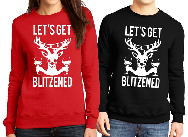 LET'S GET BLITZENED Christmas Sweater Glasses Version Men or Women -