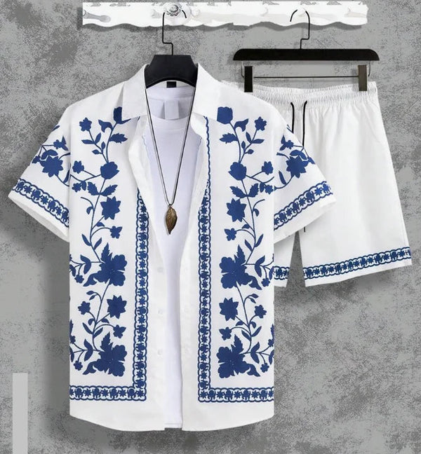 Hawaiian resort wear men beach shorts set