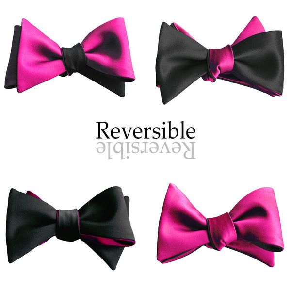 Black & Fuchsia Hot Pink Butterfly Bow Tie