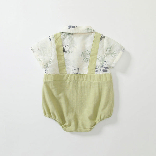 Summer Arrival Baby Boys Short Sleeves Cute Panda Pattern Onesies