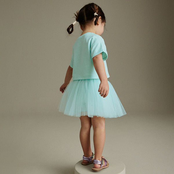 Summer Baby Kids Princess Cartoon Pattern T-shirt and Tulle Skirt