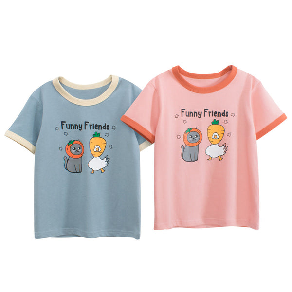 Summer Girls’ Animals Cartoon and Letters Print T-shirt in European